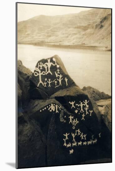 Petroglyphs at Buffalo Rock on the Snake River, Circa 1939-null-Mounted Giclee Print