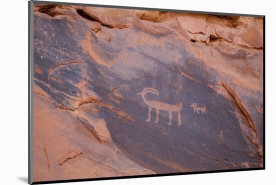 Petroglyphs at Ear of the Wind Arch, Monument Valley Navajo Tribal Park, Monument Valley, Utah-Michael DeFreitas-Mounted Photographic Print