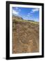 Petroglyphs Carved in the Lava at the 15 Moai Restored Ceremonial Site of Ahu Tongariki-Michael-Framed Photographic Print