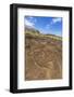 Petroglyphs Carved in the Lava at the 15 Moai Restored Ceremonial Site of Ahu Tongariki-Michael-Framed Photographic Print