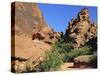 Petroglyphs Drawn in Sandstone by Anasazi Indians Around 500 Ad, Valley of Fire State Park, Nevada-Fraser Hall-Stretched Canvas