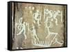 Petroglyphs; figures brandishing weapons, with a reindeer-Werner Forman-Framed Stretched Canvas