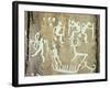 Petroglyphs; figures brandishing weapons, with a reindeer-Werner Forman-Framed Giclee Print