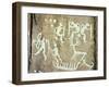 Petroglyphs; figures brandishing weapons, with a reindeer-Werner Forman-Framed Giclee Print