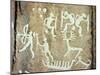 Petroglyphs; figures brandishing weapons, with a reindeer-Werner Forman-Mounted Giclee Print