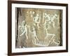 Petroglyphs; figures brandishing weapons, with a reindeer-Werner Forman-Framed Giclee Print