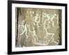 Petroglyphs; figures brandishing weapons, with a reindeer-Werner Forman-Framed Giclee Print