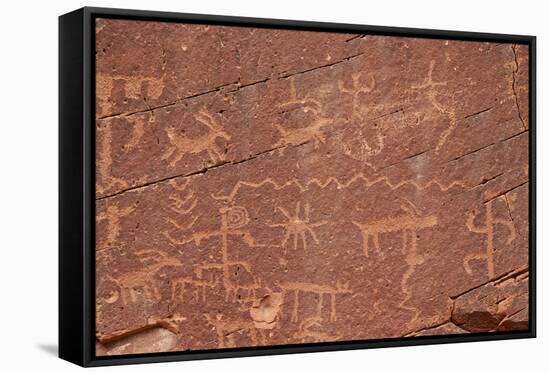 Petroglyphs, Gold Butte, Nevada, United States of America, North America-James Hager-Framed Stretched Canvas