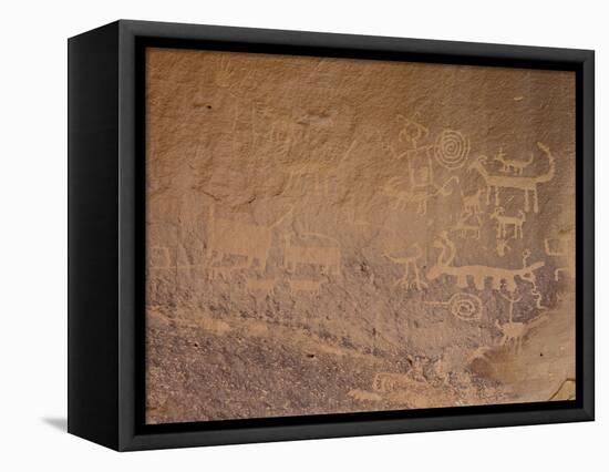 Petroglyphs Near Una Vida, Chaco Culture National Historic Park, New Mexico, USA-James Hager-Framed Stretched Canvas