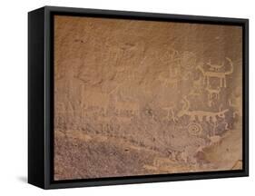 Petroglyphs Near Una Vida, Chaco Culture National Historic Park, New Mexico, USA-James Hager-Framed Stretched Canvas