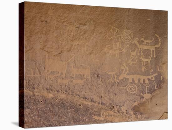 Petroglyphs Near Una Vida, Chaco Culture National Historic Park, New Mexico, USA-James Hager-Stretched Canvas
