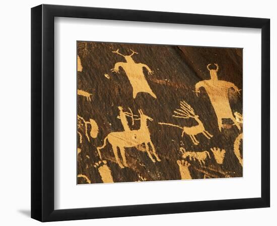 Petroglyphs, Newspaper Rock State Historic Monument, Canyonlands National Park, Utah, USA-David Barnes-Framed Photographic Print