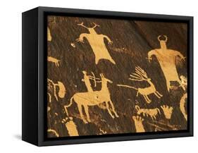 Petroglyphs, Newspaper Rock State Historic Monument, Canyonlands National Park, Utah, USA-David Barnes-Framed Stretched Canvas