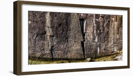 Petroglyphs on rock at Sproat Lake, Sproat Lake Provincial Park, Vancouver Island, British Colum...-null-Framed Photographic Print