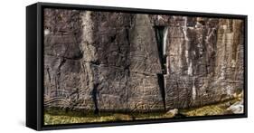 Petroglyphs on rock at Sproat Lake, Sproat Lake Provincial Park, Vancouver Island, British Colum...-null-Framed Stretched Canvas