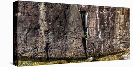 Petroglyphs on rock at Sproat Lake, Sproat Lake Provincial Park, Vancouver Island, British Colum...-null-Stretched Canvas