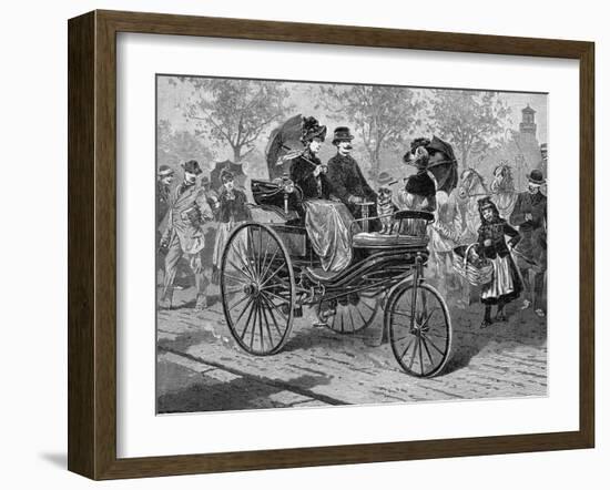 Petrol-Driven Car by Benz and Co., Capable of 16 KM Per Hour, C1890S-null-Framed Giclee Print