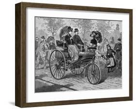 Petrol-Driven Car by Benz and Co., Capable of 16 KM Per Hour, C1890S-null-Framed Giclee Print