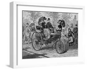 Petrol-Driven Car by Benz and Co., Capable of 16 KM Per Hour, C1890S-null-Framed Giclee Print