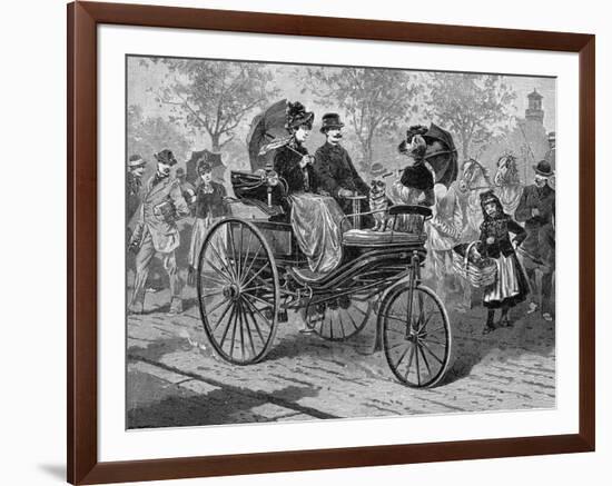 Petrol-Driven Car by Benz and Co., Capable of 16 KM Per Hour, C1890S-null-Framed Giclee Print