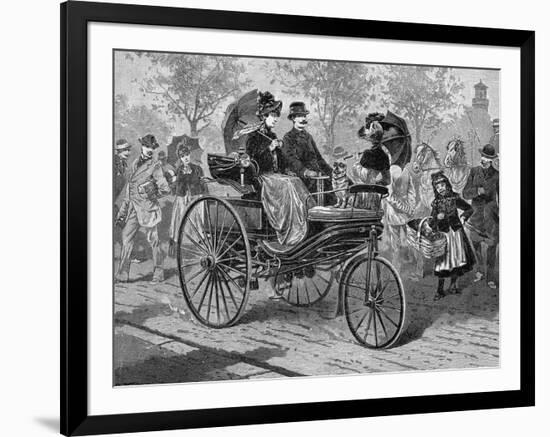 Petrol-Driven Car by Benz and Co., Capable of 16 KM Per Hour, C1890S-null-Framed Giclee Print
