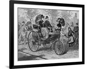 Petrol-Driven Car by Benz and Co., Capable of 16 KM Per Hour, C1890S-null-Framed Giclee Print