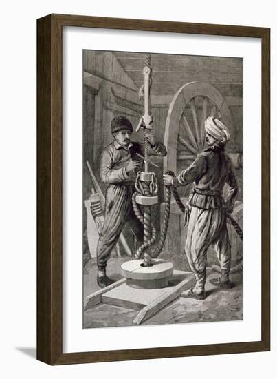 Petroleum Wells at Baku on Caspian: Boring a Petroleum Oil Well, from 'The Illustrated London News'-null-Framed Giclee Print