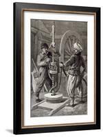 Petroleum Wells at Baku on Caspian: Boring a Petroleum Oil Well, from 'The Illustrated London News'-null-Framed Giclee Print