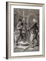 Petroleum Wells at Baku on Caspian: Boring a Petroleum Oil Well, from 'The Illustrated London News'-null-Framed Giclee Print