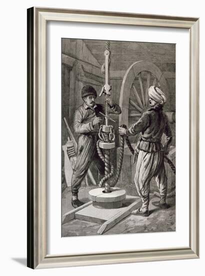 Petroleum Wells at Baku on Caspian: Boring a Petroleum Oil Well, from 'The Illustrated London News'-null-Framed Giclee Print