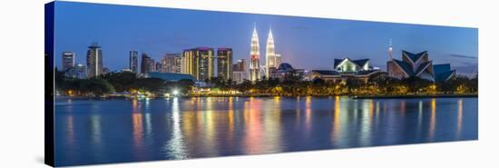 Petronas Towers and City Skyline, Lake Titiwangsa, Kuala Lumpur, Malaysia-Peter Adams-Stretched Canvas