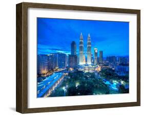 Petronas Towers and Klcc, Kuala Lumpur, Malaysia-Jon Arnold-Framed Photographic Print