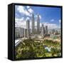 Petronas Towers and Klcc, Kuala Lumpur, Malaysia-Peter Adams-Framed Stretched Canvas