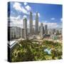 Petronas Towers and Klcc, Kuala Lumpur, Malaysia-Peter Adams-Stretched Canvas