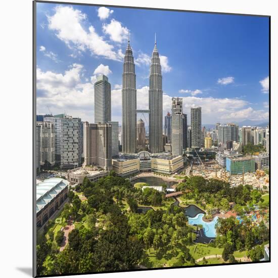 Petronas Towers and Klcc, Kuala Lumpur, Malaysia-Peter Adams-Mounted Photographic Print
