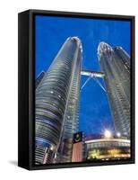 Petronas Towers and Malaysian National Flag, Kuala Lumpur, Malaysia-Gavin Hellier-Framed Stretched Canvas