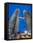 Petronas Towers and Malaysian National Flag, Kuala Lumpur, Malaysia-Gavin Hellier-Framed Stretched Canvas