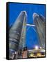 Petronas Towers and Malaysian National Flag, Kuala Lumpur, Malaysia-Gavin Hellier-Framed Stretched Canvas