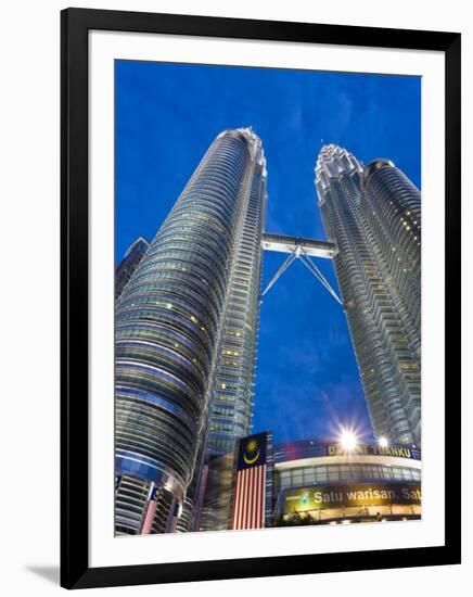 Petronas Towers and Malaysian National Flag, Kuala Lumpur, Malaysia-Gavin Hellier-Framed Photographic Print