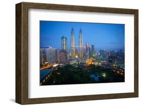 Petronas Towers at Night, Kuala Lumpur, Malaysia, Southeast Asia, Asia-Frank Fell-Framed Photographic Print