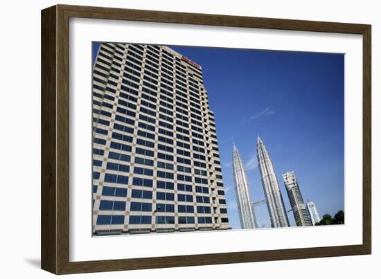Petronas Twin Towers and Business Building on Left, Kuala Lumpur, Malaysia, Southeast Asia-Charcrit Boonsom-Framed Photographic Print