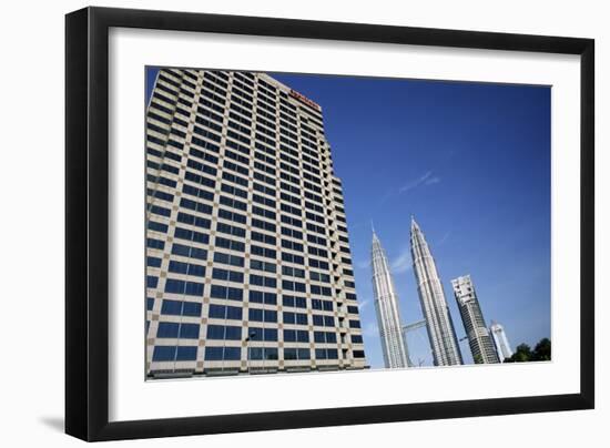 Petronas Twin Towers and Business Building on Left, Kuala Lumpur, Malaysia, Southeast Asia-Charcrit Boonsom-Framed Photographic Print