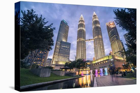 Petronas Twin Towers at night, Kuala Lumpur, Malaysia, Southeast Asia, Asia-Matthew Williams-Ellis-Stretched Canvas