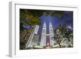 Petronas Twin Towers at night, Kuala Lumpur, Malaysia, Southeast Asia, Asia-Matthew Williams-Ellis-Framed Photographic Print