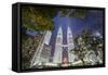 Petronas Twin Towers at night, Kuala Lumpur, Malaysia, Southeast Asia, Asia-Matthew Williams-Ellis-Framed Stretched Canvas