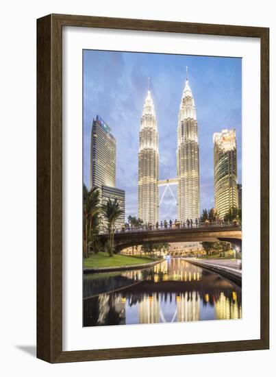 Petronas Twin Towers at night, Kuala Lumpur, Malaysia, Southeast Asia, Asia-Matthew Williams-Ellis-Framed Photographic Print