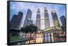 Petronas Twin Towers light display at night, Kuala Lumpur, Malaysia, Southeast Asia, Asia-Matthew Williams-Ellis-Framed Stretched Canvas