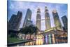 Petronas Twin Towers light display at night, Kuala Lumpur, Malaysia, Southeast Asia, Asia-Matthew Williams-Ellis-Stretched Canvas