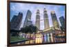 Petronas Twin Towers light display at night, Kuala Lumpur, Malaysia, Southeast Asia, Asia-Matthew Williams-Ellis-Framed Photographic Print