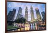 Petronas Twin Towers light display at night, Kuala Lumpur, Malaysia, Southeast Asia, Asia-Matthew Williams-Ellis-Framed Photographic Print